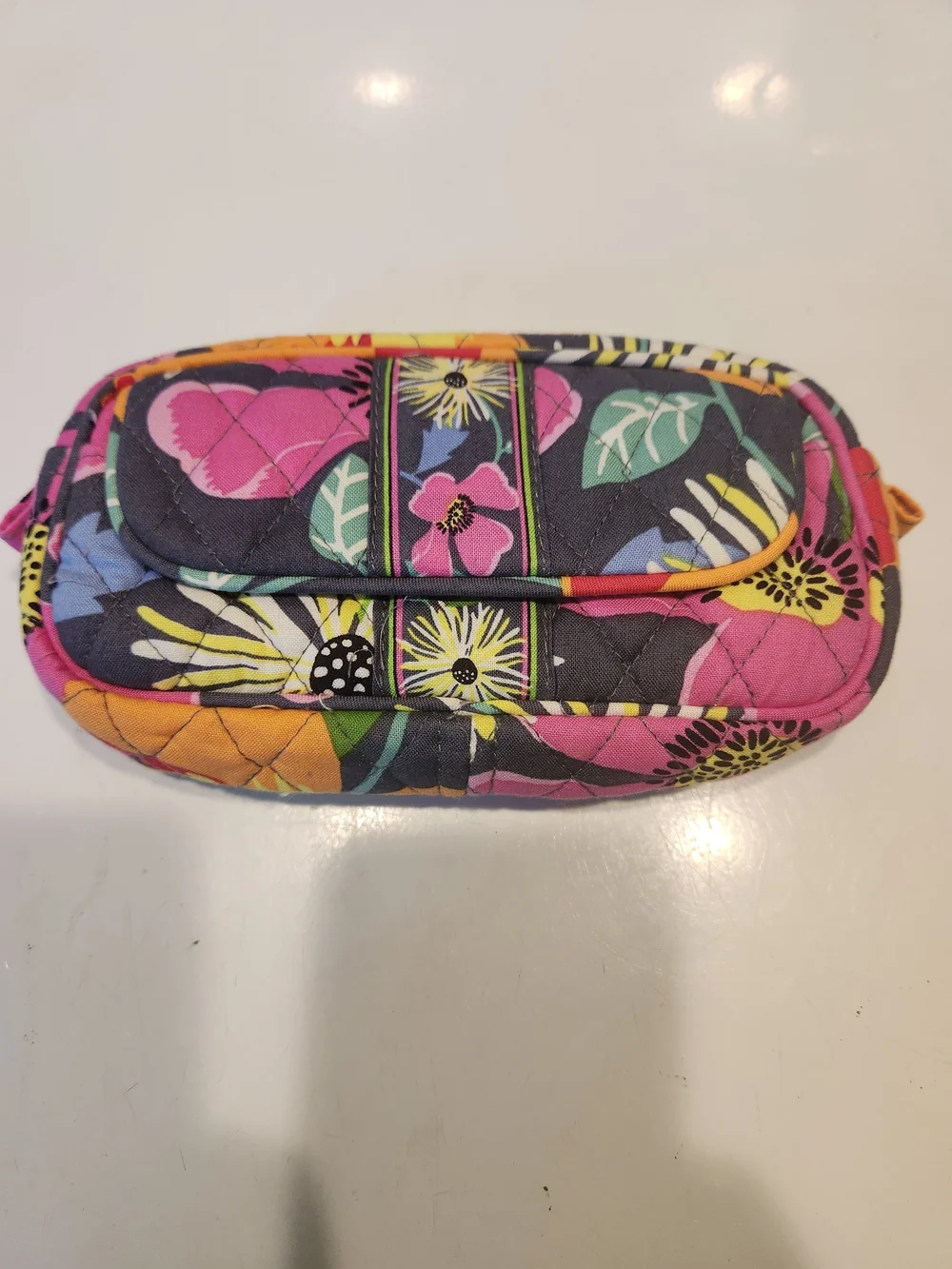 Vera Bradley Quilted Floral Cosmetic Case - Pink, Yellow & Green